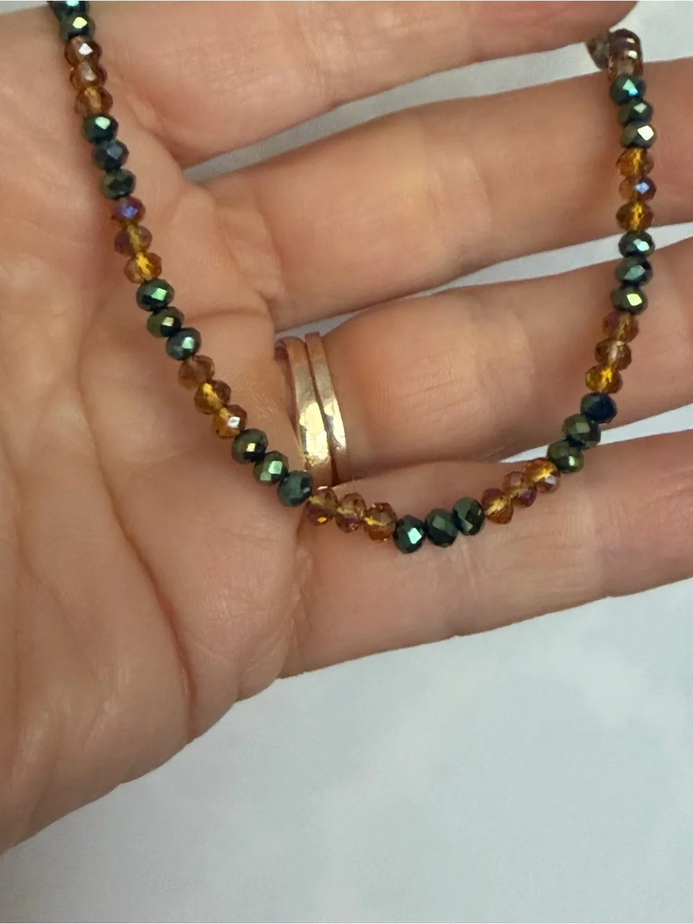 Long Gold Tone Beaded Necklace | Multicolor Faceted Crystal Station Necklace